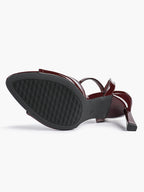 White Ankle Strap Open Toe Block Heeled Sandals - Wedding Party Office