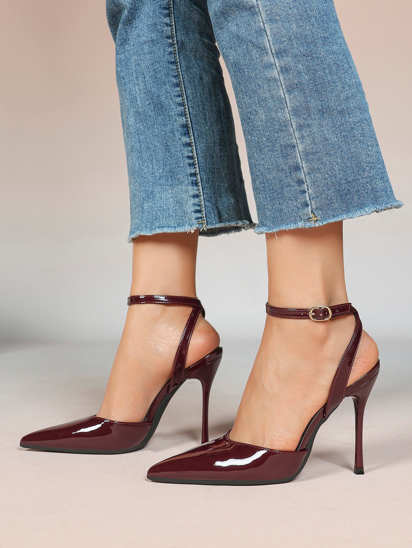 Classic Pointed Toe Ankle Strap Stilettos - Formal Event Heels