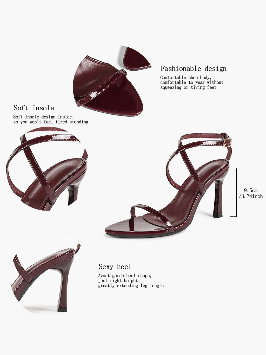 Minimalist Heels - Silver Patent Cross-Strap Sandals for Urban Chic