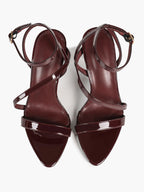 The Asymmetrical Staple: Deep Burgundy Patent Cross-Strap Heels with a 3.74" Stiletto