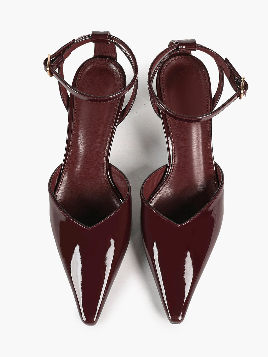 Comfort Flared Heel Slingbacks -  Burgundy Patent Pumps with Non-Slip Sole