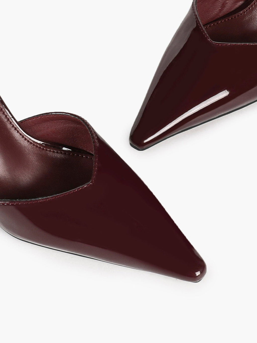 Comfort Flared Heel Slingbacks -  Burgundy Patent Pumps with Non-Slip Sole
