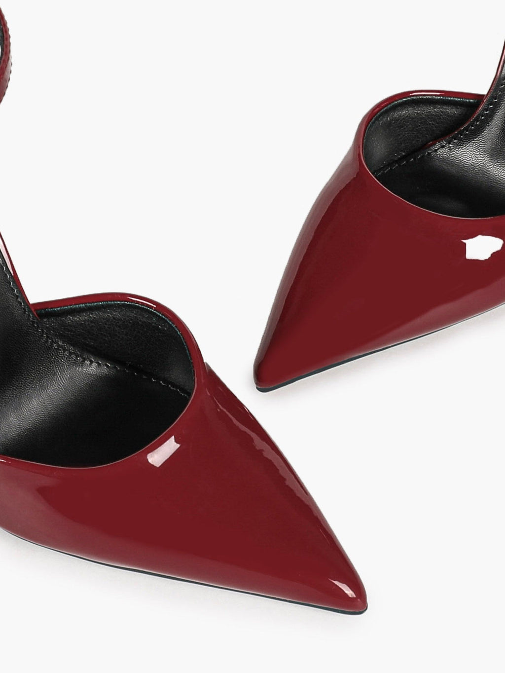 Glossy Red Wine Stiletto Pumps - Pointed Toe Ankle Strap Heels with Anti-Slip Sole