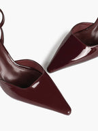 The Wine Glow: Sleek Patent Slingback Heels for Romantic Evenings