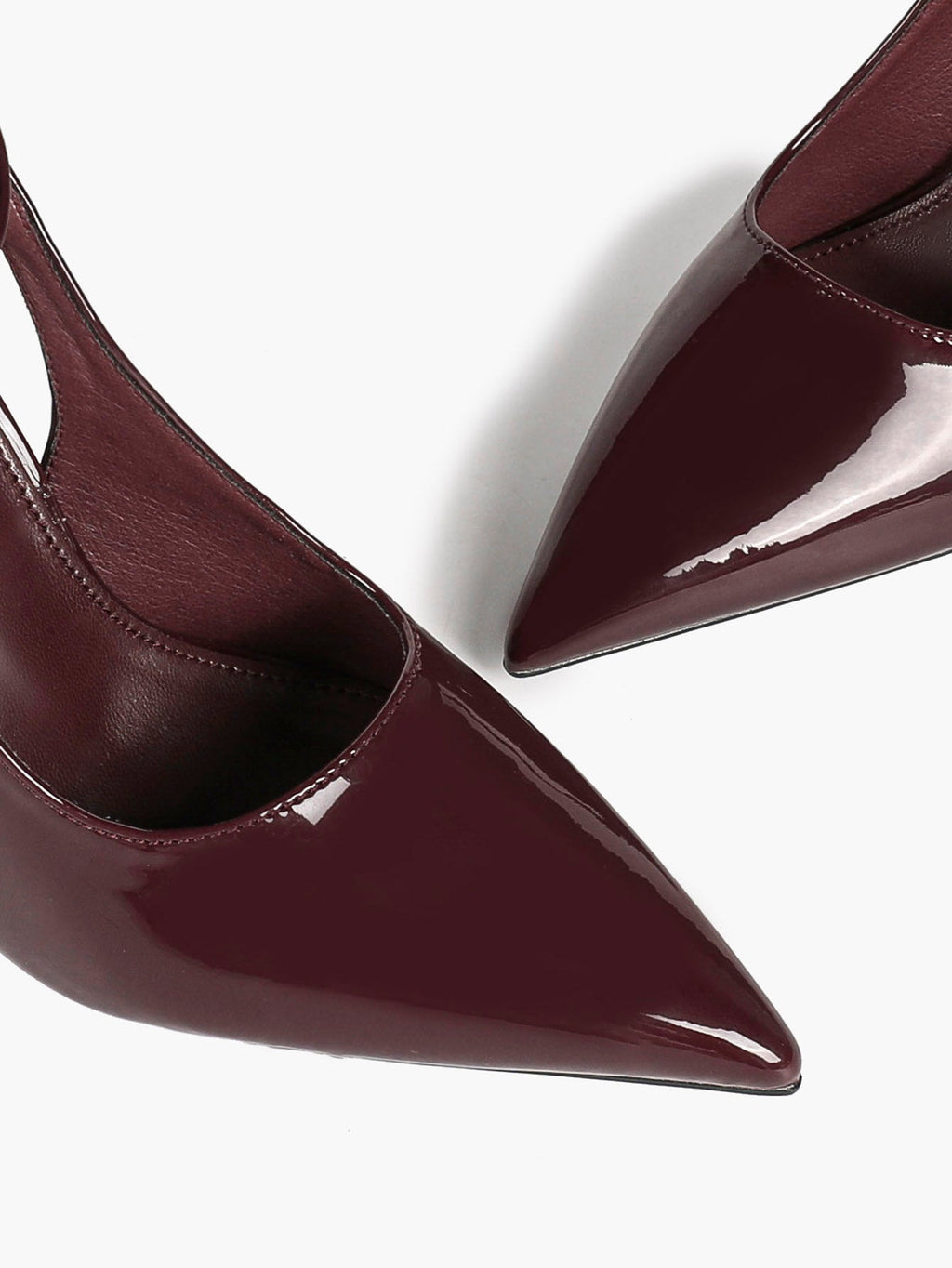 4.13" Burgundy Patent Slingback Heels - Pointed Toe with Non-Slip Tpu Sole