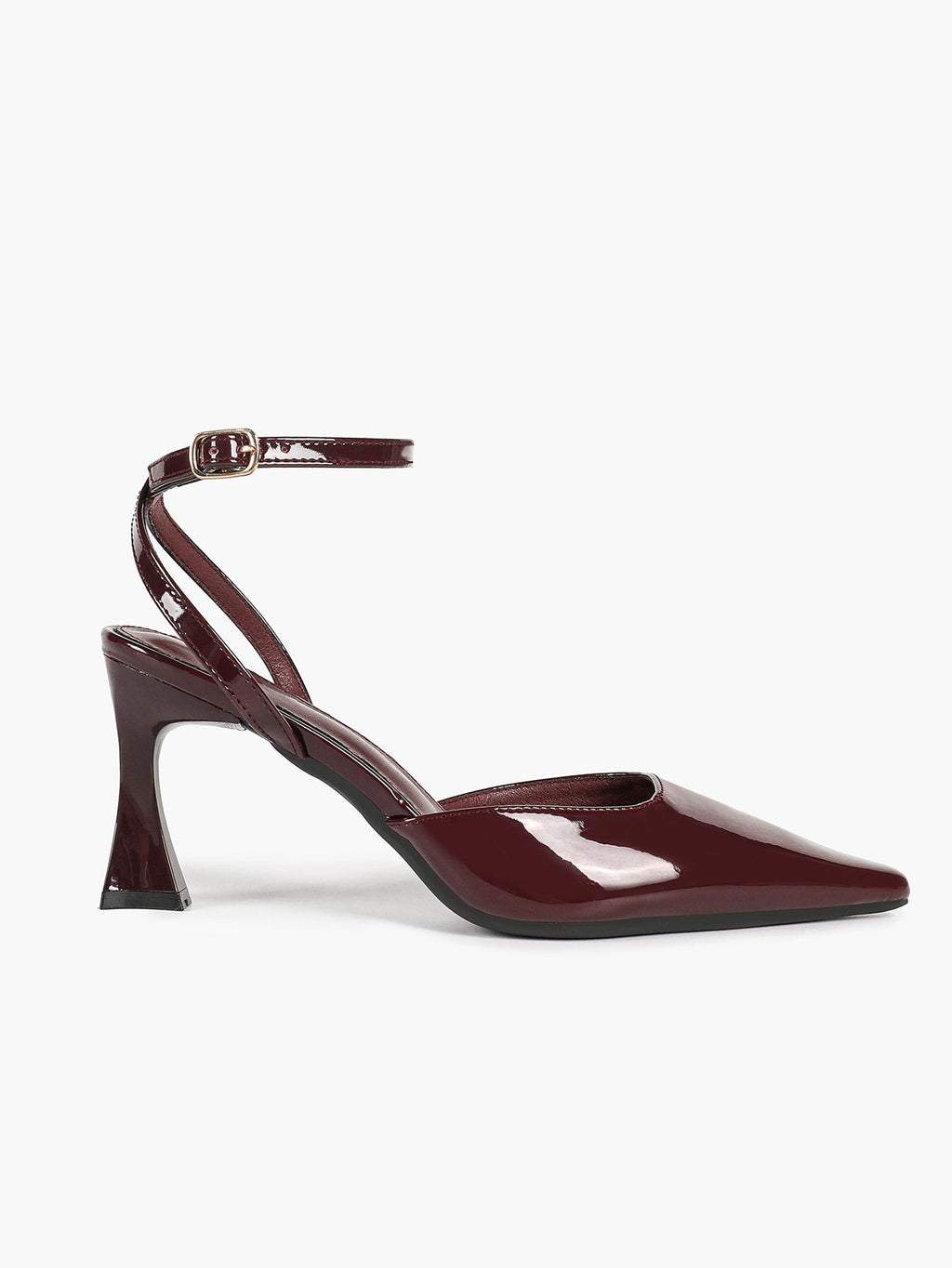 The Wine Glow: Sleek Patent Slingback Heels for Romantic Evenings