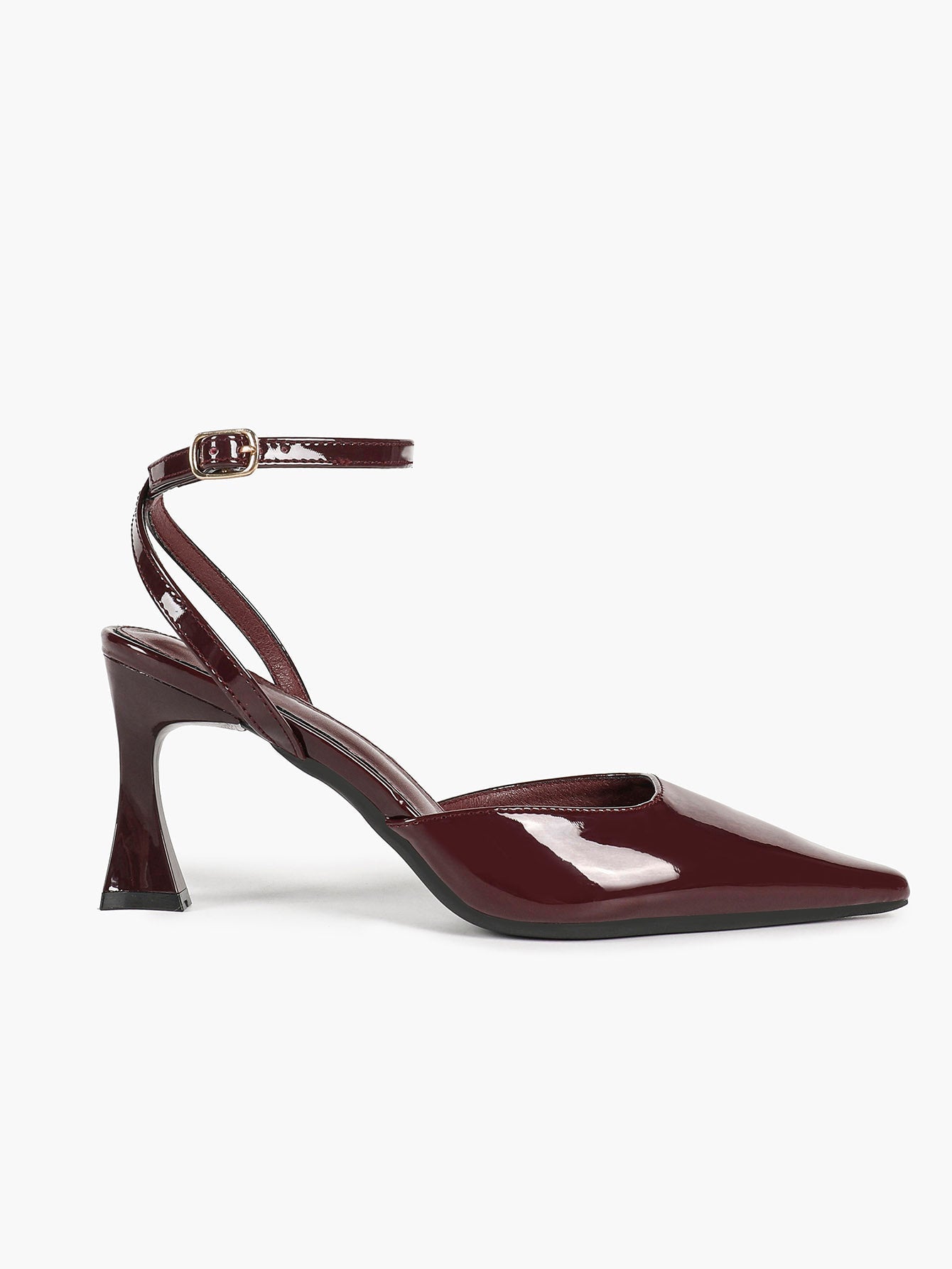 The Wine Glow: Sleek Patent Slingback Heels for Romantic Evenings