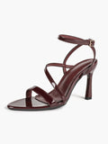 The Asymmetrical Staple: Deep Burgundy Patent Cross-Strap Heels with a 3.74" Stiletto