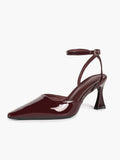 The Wine Glow: Sleek Patent Slingback Heels for Romantic Evenings