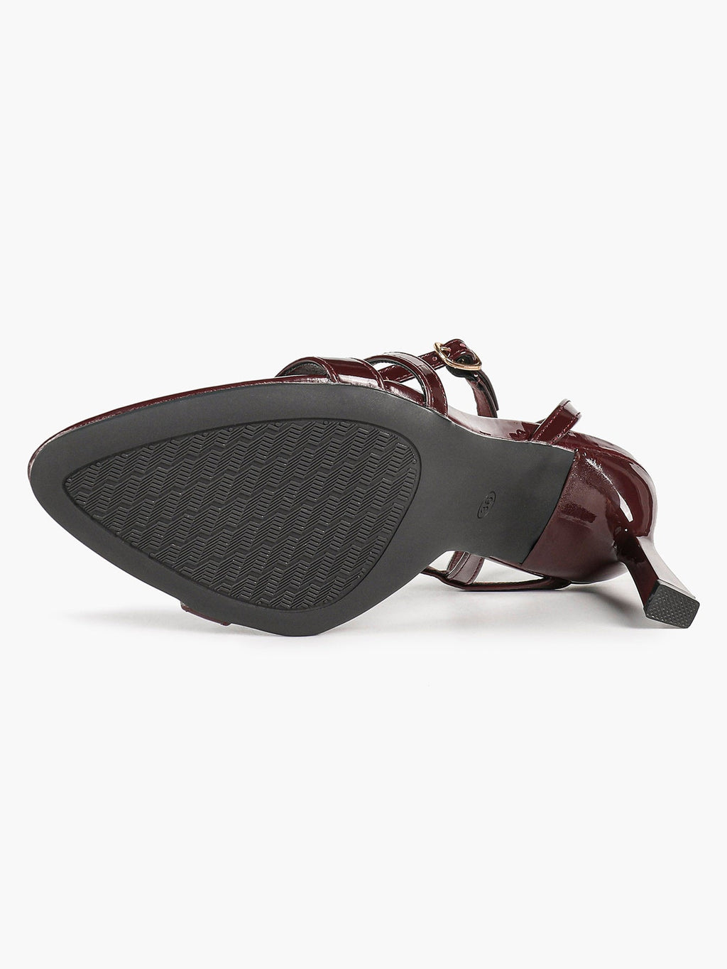 The Asymmetrical Staple: Deep Burgundy Patent Cross-Strap Heels with a 3.74" Stiletto