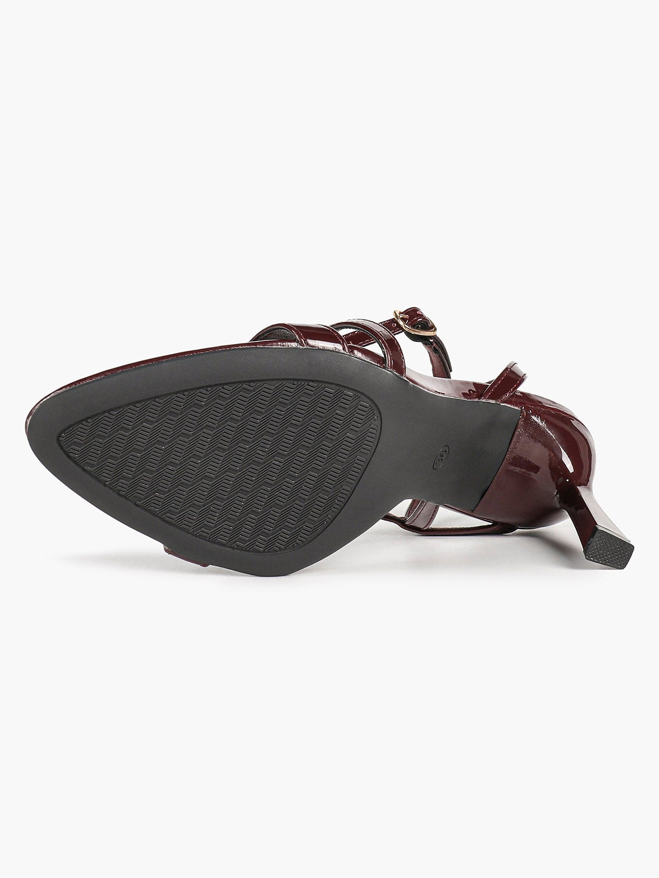 The Asymmetrical Staple: Deep Burgundy Patent Cross-Strap Heels with a 3.74" Stiletto