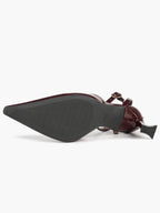 Comfort Flared Heel Slingbacks -  Burgundy Patent Pumps with Non-Slip Sole
