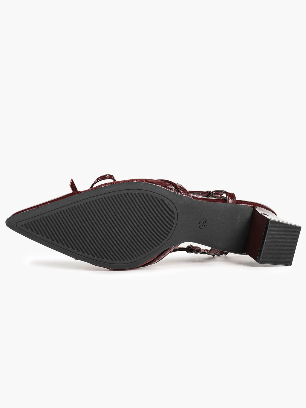 Burgundy Patent Bow Slingback Pumps with Mesh Panel and Comfort Heel