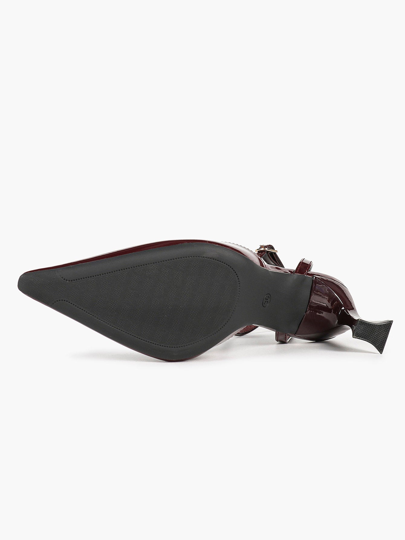 The Wine Glow: Sleek Patent Slingback Heels for Romantic Evenings
