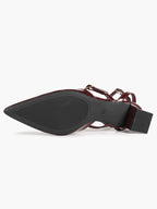 Burgundy Patent Cross-Strap Pointed-Toe Shoes with Comfort Block Kitten Heel