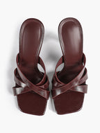 Patent Leather Crisscross Strap High Heel Mules Square Toe Slip-On Daily Wear