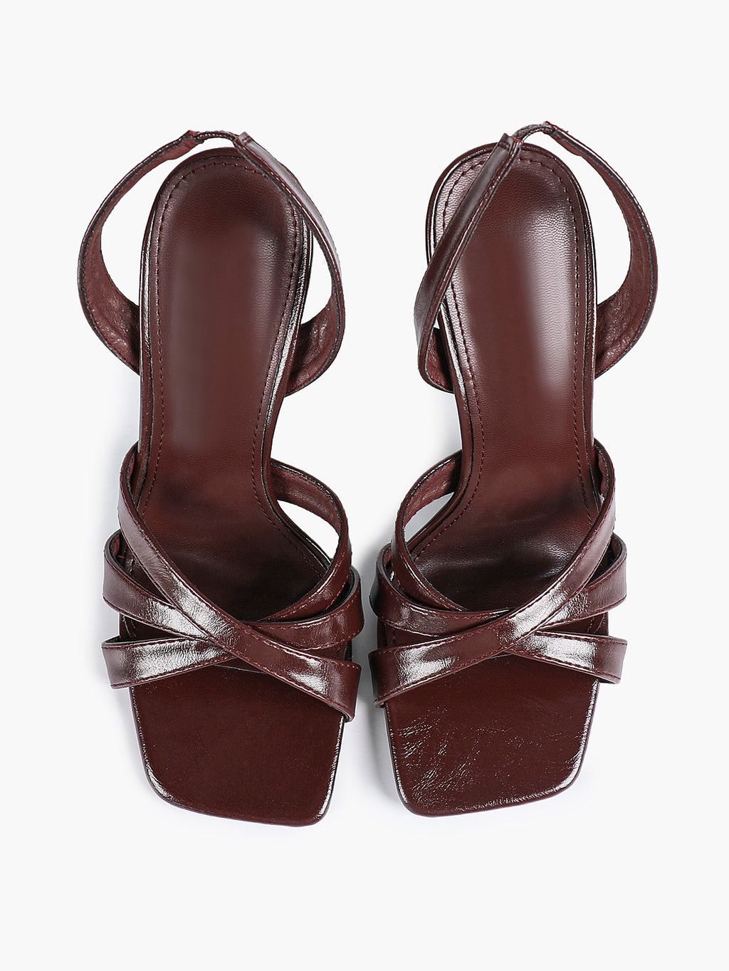 Crisscross Strap Slingback Heeled Sandals Square Toe Stiletto Pumps Wedding Date Night