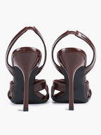 Crisscross Strap Slingback Heeled Sandals Square Toe Stiletto Pumps Wedding Date Night