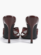 Mesh Panel Square Toe Heeled Mules Slide Sandals Party Clubwear