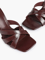 Patent Leather Crisscross Strap High Heel Mules Square Toe Slip-On Daily Wear