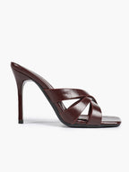Patent Leather Crisscross Strap High Heel Mules Square Toe Slip-On Daily Wear