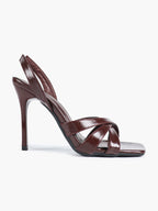 Crisscross Strap Slingback Heeled Sandals Square Toe Stiletto Pumps Wedding Date Night