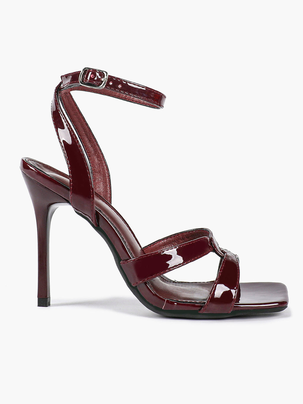 Silver Metallic Cross Strap Ankle Strap Heeled Sandals Stiletto Pumps  Evening Party