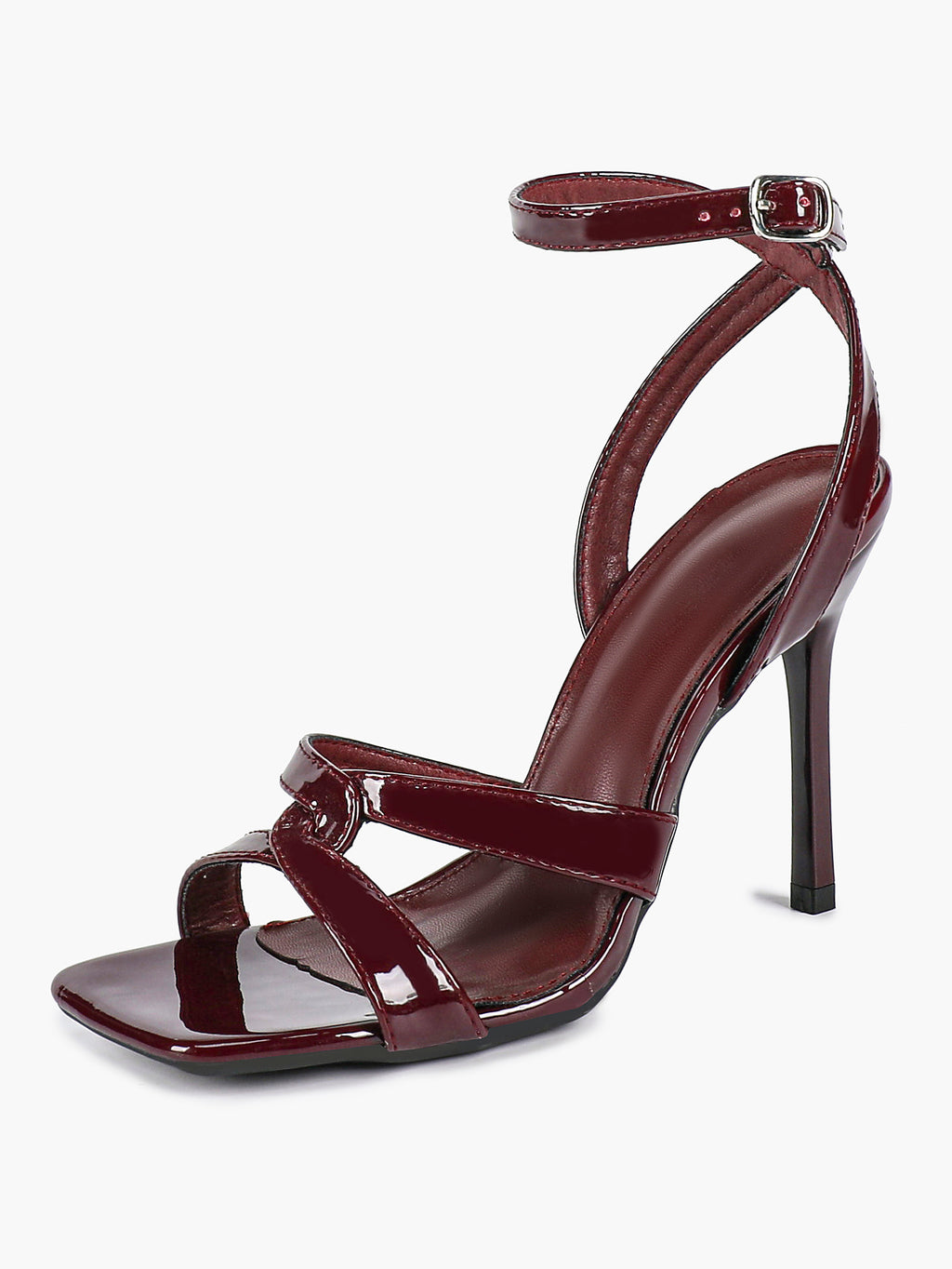 Silver Metallic Cross Strap Ankle Strap Heeled Sandals Stiletto Pumps  Evening Party