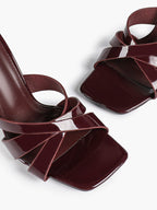 Patent Leather Crisscross Strap High Heel Mules Square Toe Slip-On Daily Wear