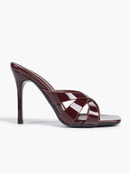 Patent Leather Crisscross Strap High Heel Mules Square Toe Slip-On Daily Wear
