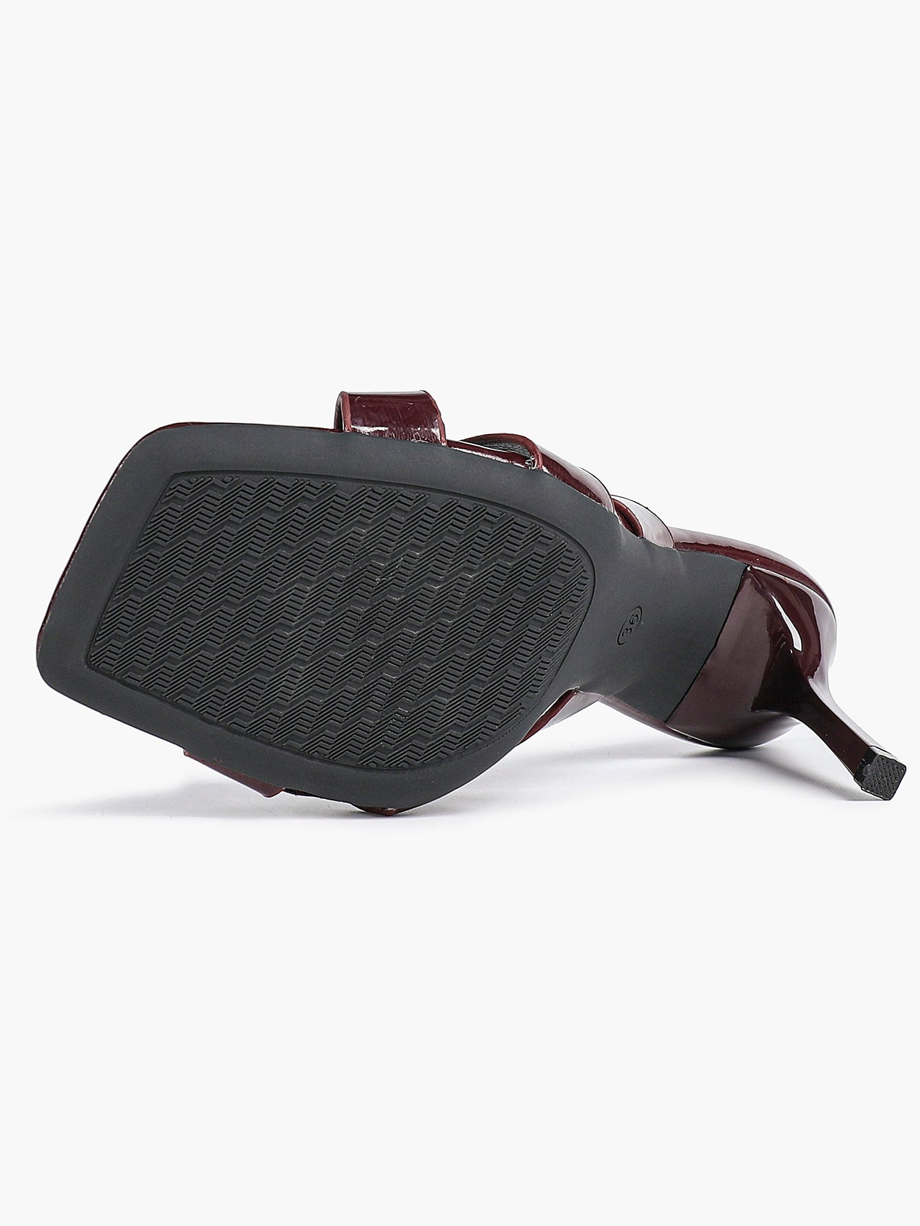 Patent Leather Crisscross Strap High Heel Mules Square Toe Slip-On Daily Wear
