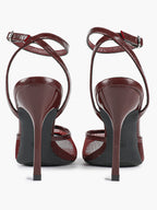 Mesh Panel Ankle Strap Heeled Sandals Square Toe Stiletto Pumps Wedding Party Office