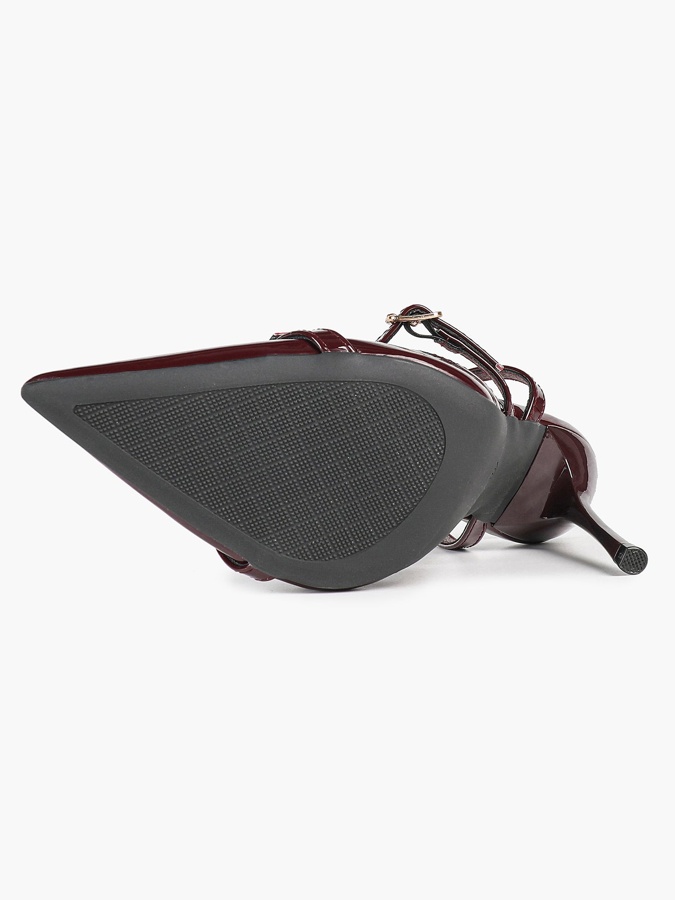 Women's Patent Leather Multi-Strap Heeled Pumps Pointed Toe Stiletto Shoes Office Evening Party