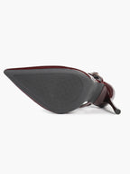 Women's Burgundy Patent Leather Pointed Toe Multi-Strap Slingback High Heel Pumps
