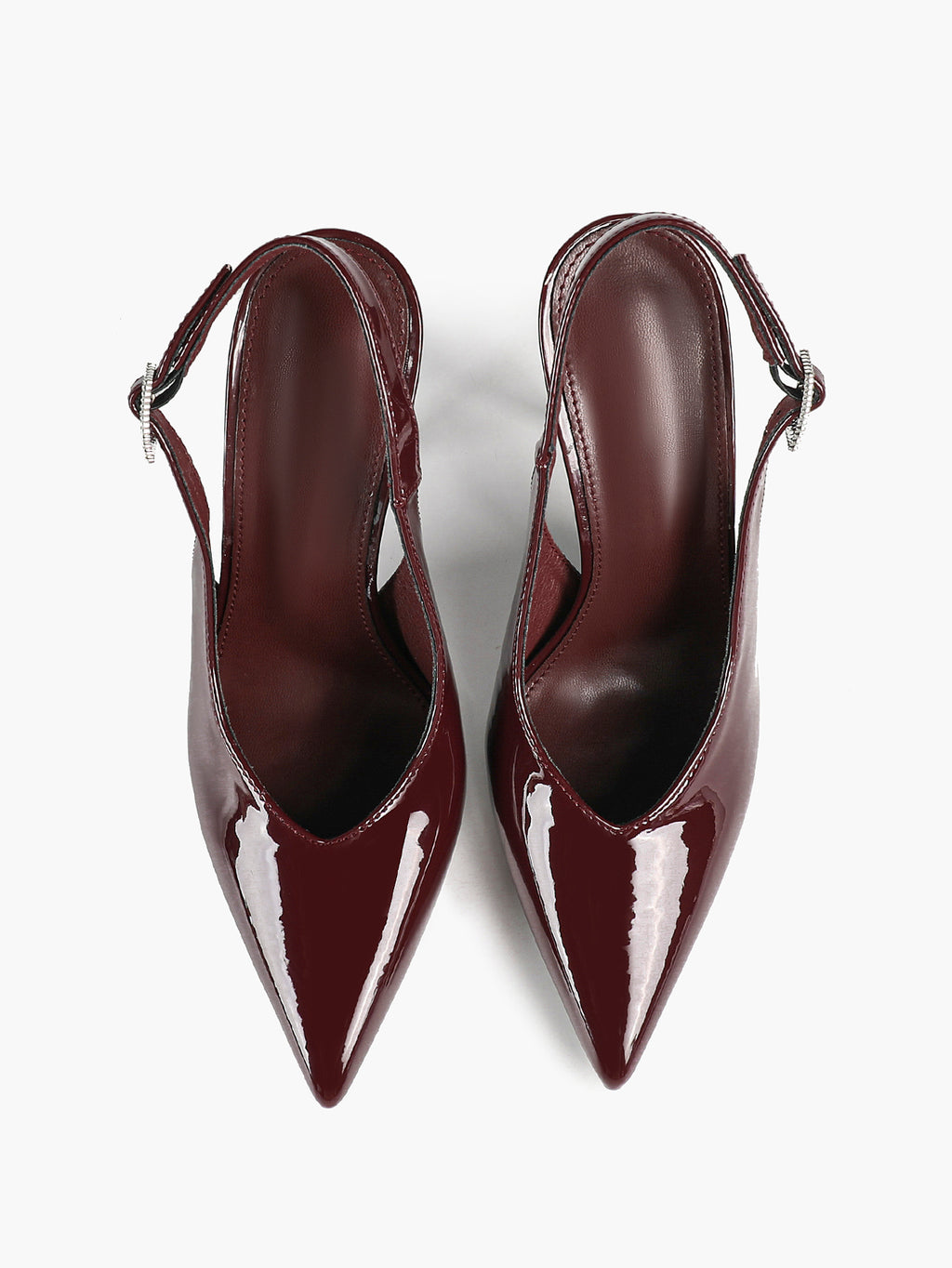 Patent Leather Rhinestone Buckle Slingback Heels Elegant Stilettos Date Cocktail Party
