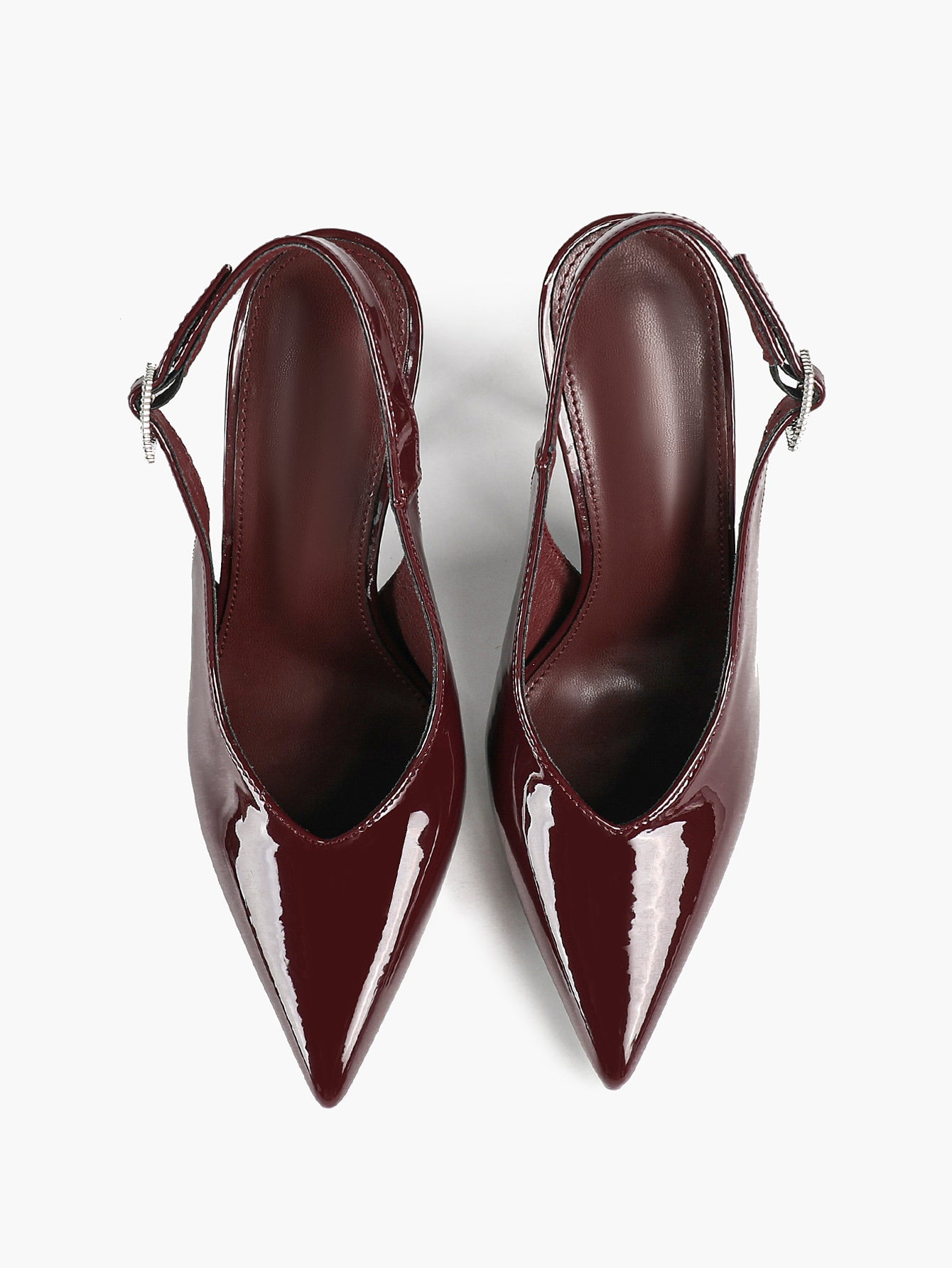 Patent Leather Rhinestone Buckle Slingback Heels Elegant Stilettos Date Cocktail Party