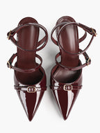 Women's Patent Leather Multi-Strap Heeled Pumps Pointed Toe Stiletto Shoes Office Evening Party