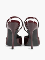 Pointed Toe Slingback Heels Patent Leather Burgundy Fashion Crisscross Detail