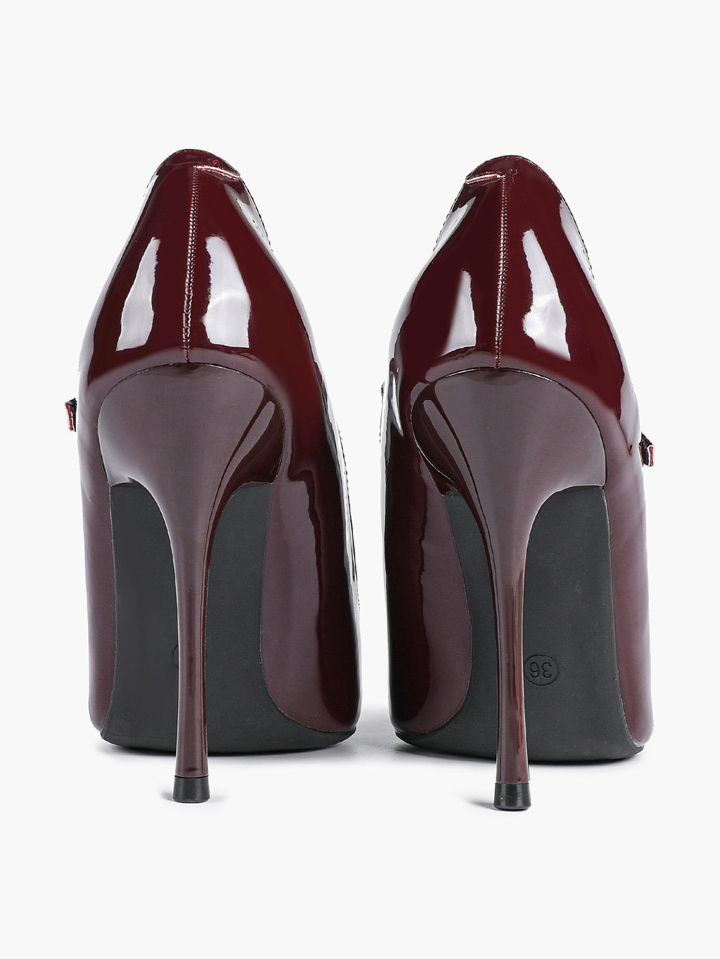 Mary Jane Heeled Pumps Pointed Toe Stiletto Shoes with Gold Buckle Wedding Party Office