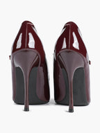 Mary Jane Heeled Pumps Pointed Toe Stiletto Shoes with Gold Buckle Wedding Party Office