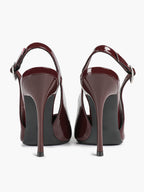 Patent Leather Rhinestone Buckle Slingback Heels Elegant Stilettos Date Cocktail Party