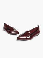 Women's Burgundy Patent Leather Loafers Pointed Toe Slip On Flats Office Dailywear