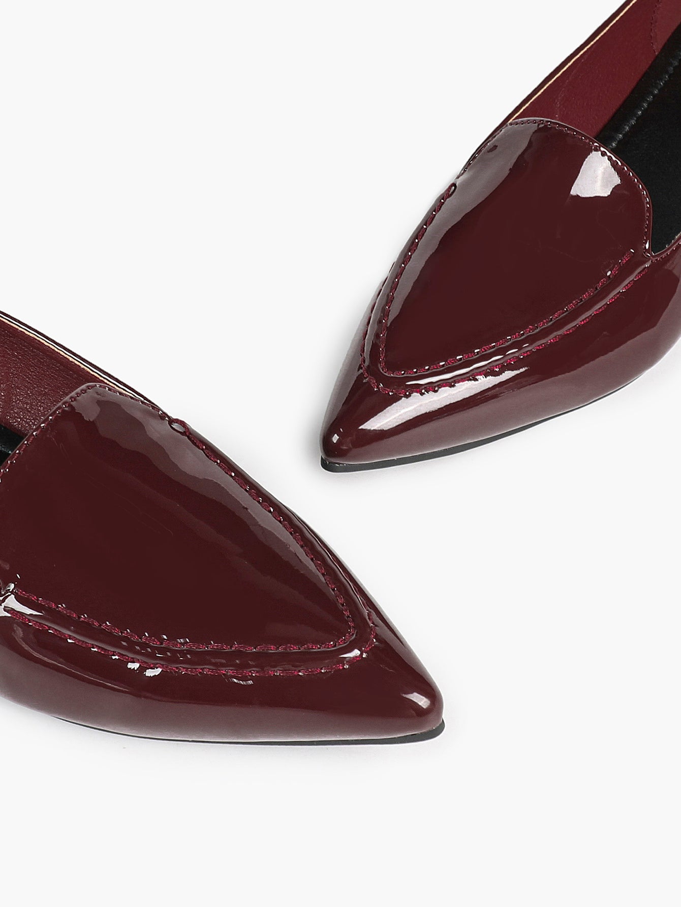 Women's Burgundy Patent Leather Loafers Pointed Toe Slip On Flats Office Dailywear