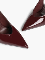 Patent Leather Rhinestone Buckle Slingback Heels Elegant Stilettos Date Cocktail Party
