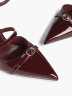 Women's Patent Leather Multi-Strap Heeled Pumps Pointed Toe Stiletto Shoes Office Evening Party