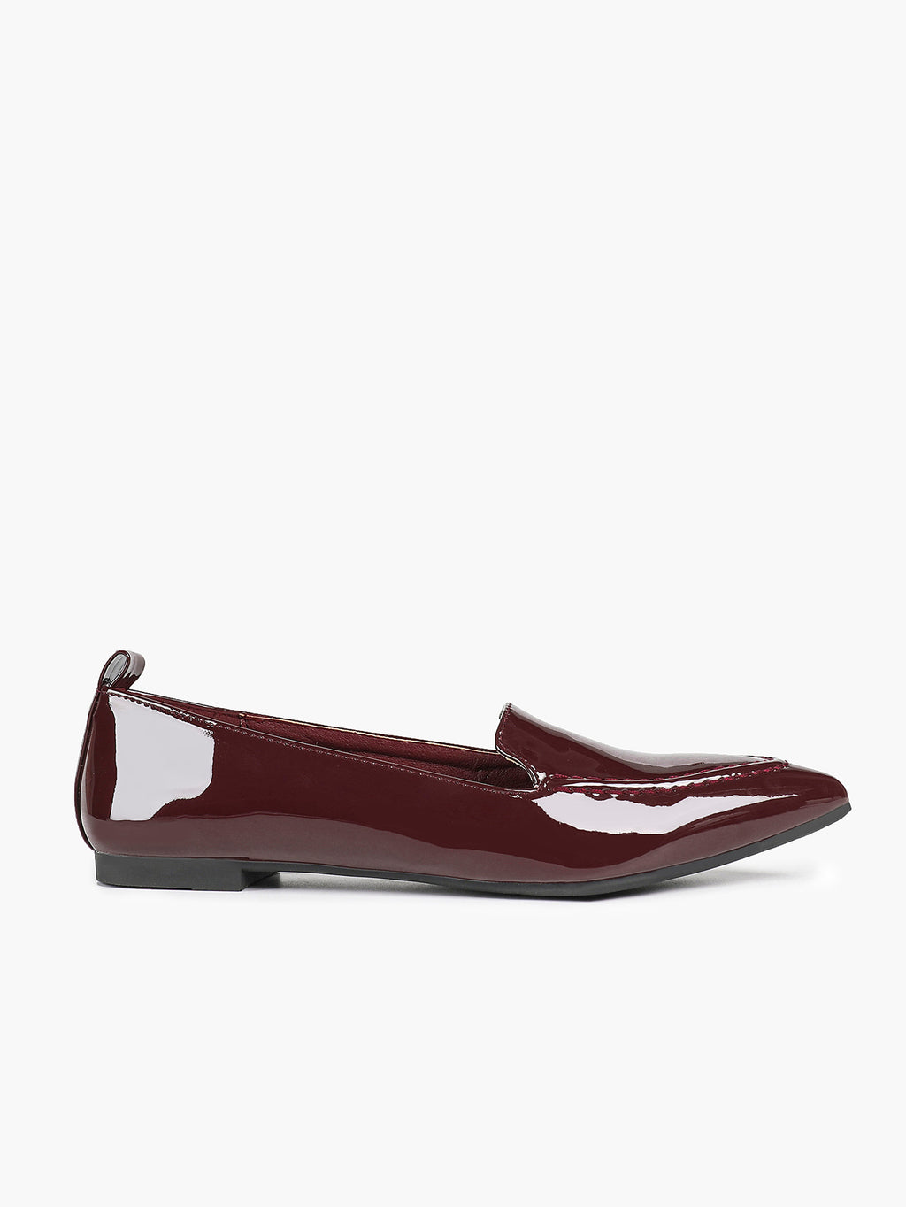 Women's Burgundy Patent Leather Loafers Pointed Toe Slip On Flats Office Dailywear