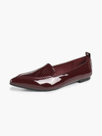Women's Burgundy Patent Leather Loafers Pointed Toe Slip On Flats Office Dailywear
