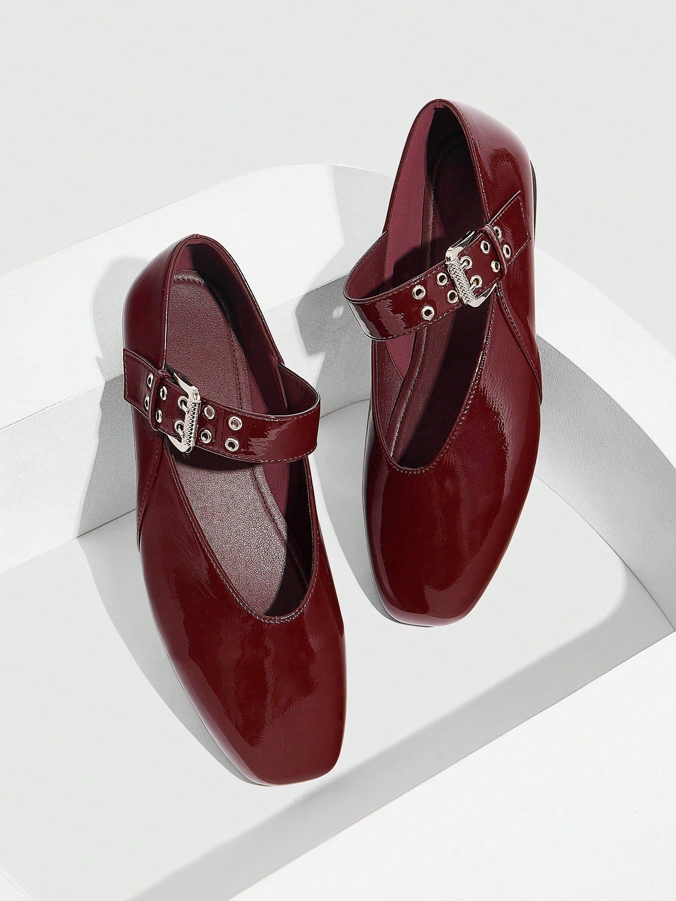 burgundy patent leather mary jane flats – square toe, low heel, adjustable buckle strap, elegant women’s shoes burgundy patent leather mary jane flats – square toe, low heel, adjustable buckle strap, elegant women’s shoes
