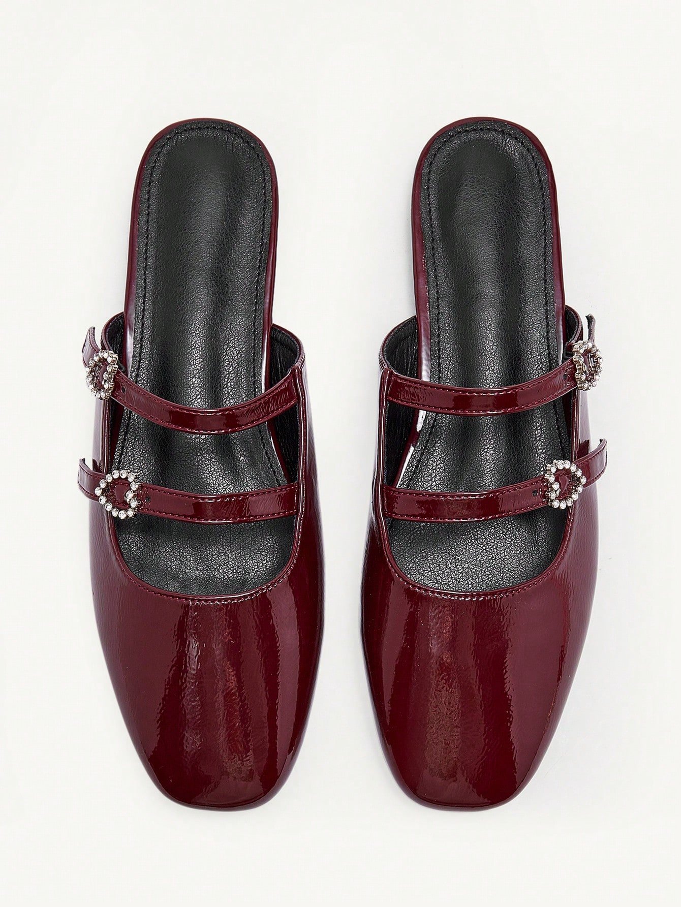 burgundy patent leather slip on shoes with crystal buckle straps burgundy patent leather slip on shoes with crystal buckle straps