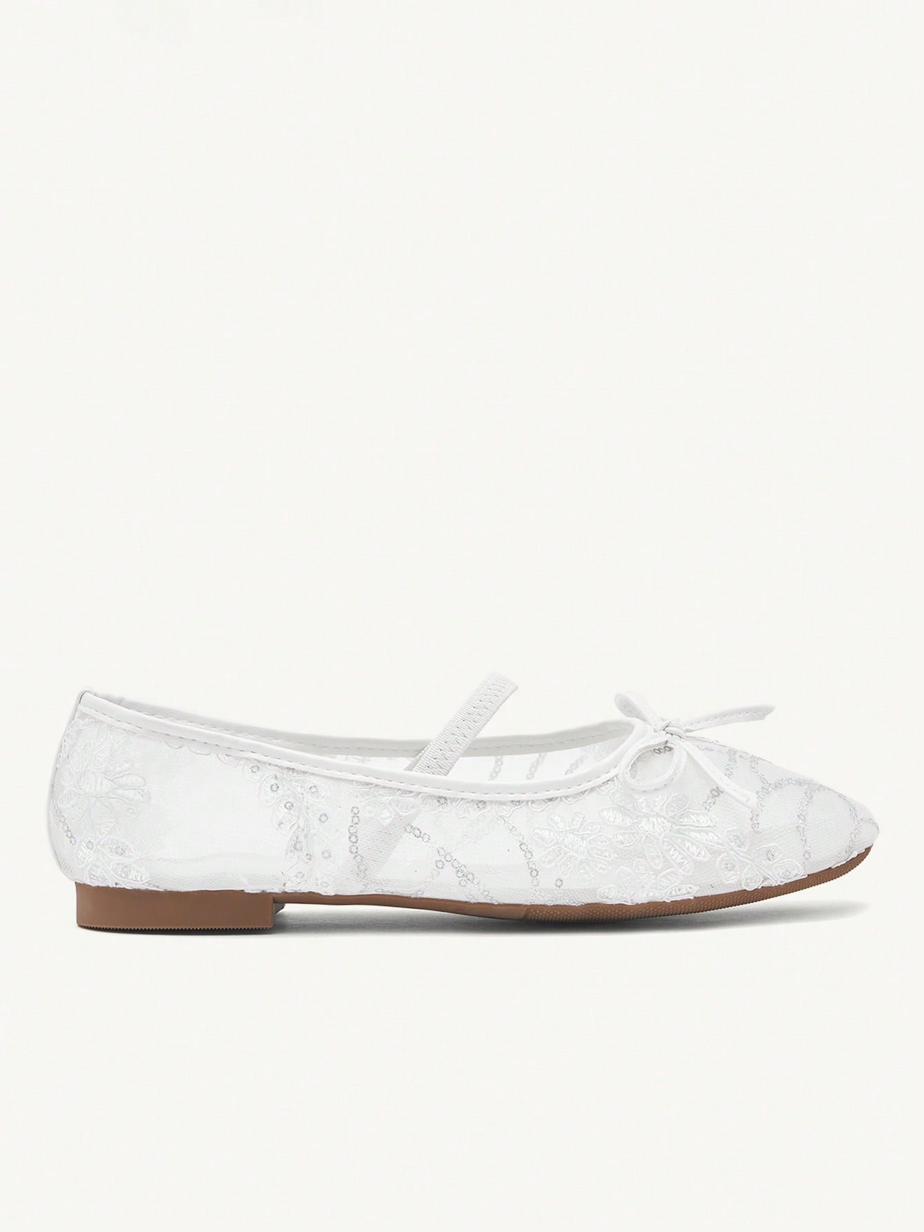 white lace ballet flats with bow & strap white lace ballet flats with bow & strap
